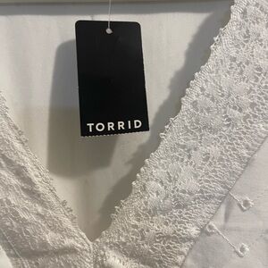 Torrid Ivory Lace V-Neck Blouse